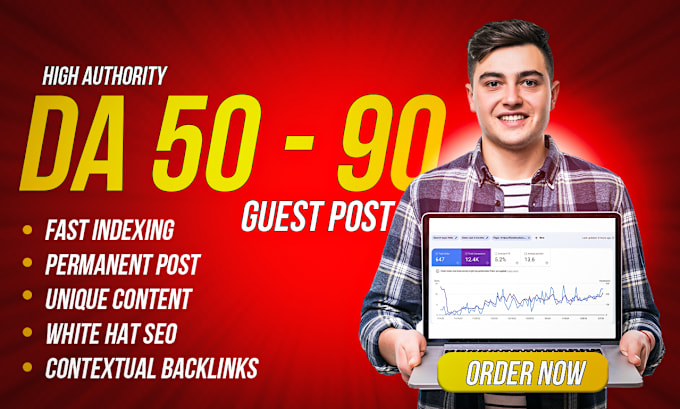 Gig Preview - Guest post on high da90 blog with dofollow contextual SEO backlinks