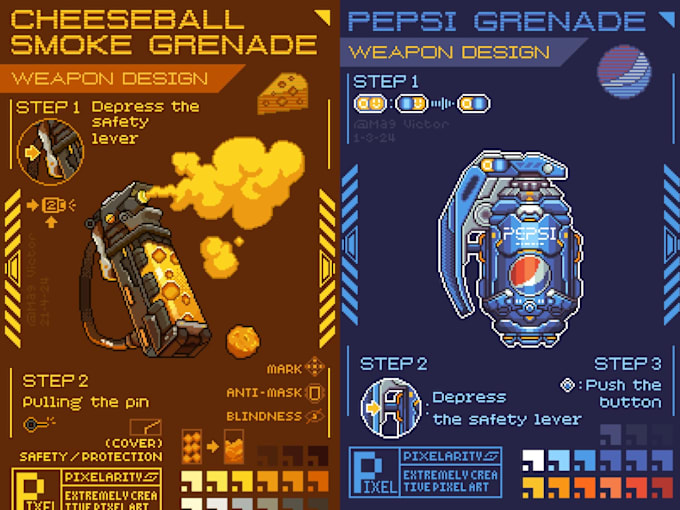 Gig Preview - Create pixel art weapon design for you