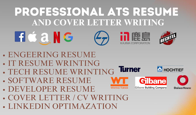 Gig Preview - Write ats engineering resume IT resume tech resume writing, cover letter writing