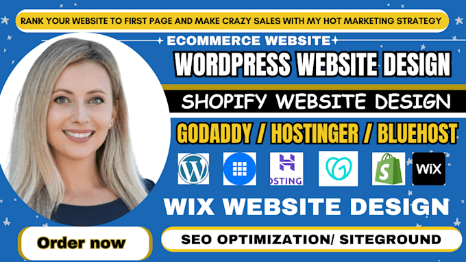 Gig Preview - Do hostinger bluehost godaddy ecommerce website, shopify, wix ecommerce website