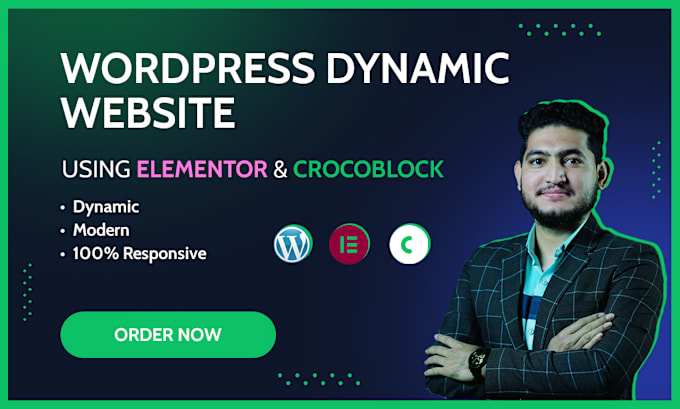 Gig Preview - Create a dynamic wordpress website using crocoblock, elementor, jetengine