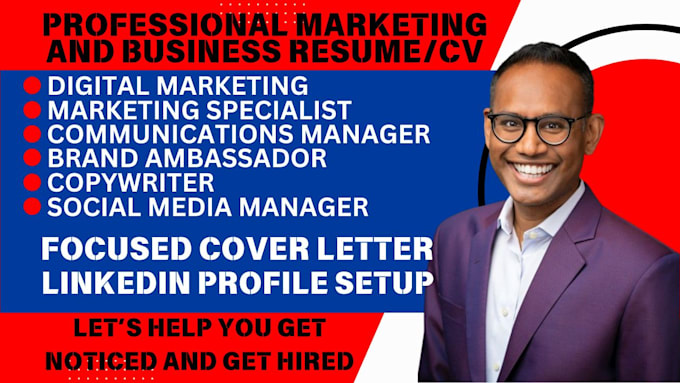 Gig Preview - Do a digital marketing resume, communications manager, social media manager CV