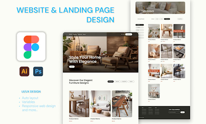 Gig Preview - Create a responsive landing pages, website design for your business