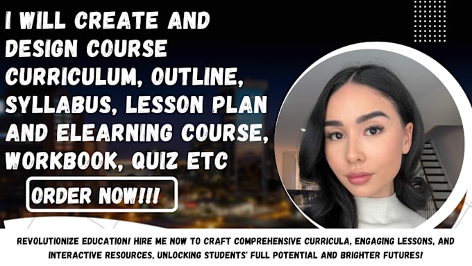 Gig Preview - Create course curriculum, outline, syllabus, lesson plan and elearning course