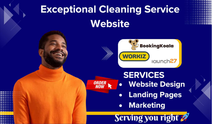 Gig Preview - Design cleaning service website, booking koala, launch27, workiz, zenmaid