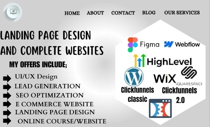 Gig Preview - Do homepage,landingpage design on webflow,wix, squarespace,wordpress and figma,