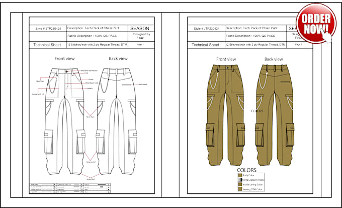 Gig Preview - Make clothing tech pack for garment