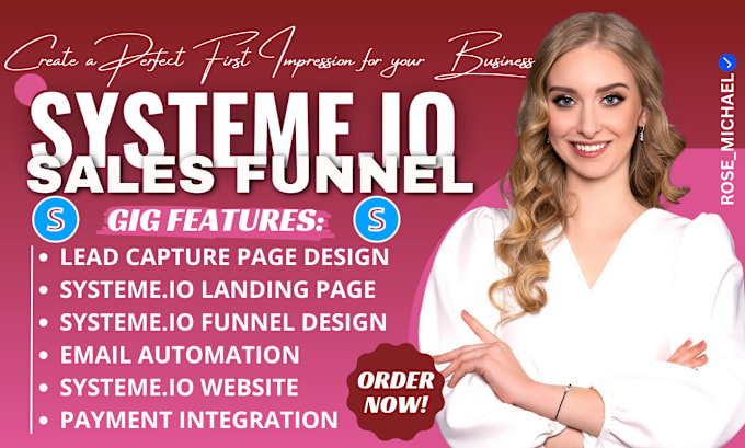 Gig Preview - Design systeme io sales funnel systemeio landing page clickfunnels website