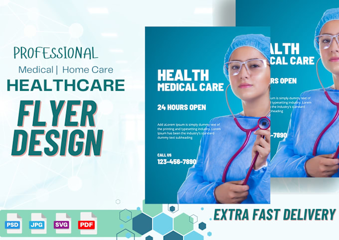 Gig Preview - Design medical health care home care flyer any one pager marketing materials