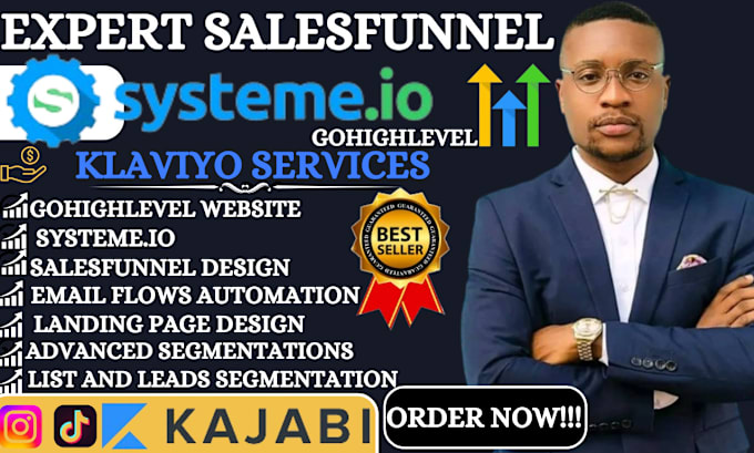 Gig Preview - Build gohighlevel website go high level sales funnel kajabi systeme io expert