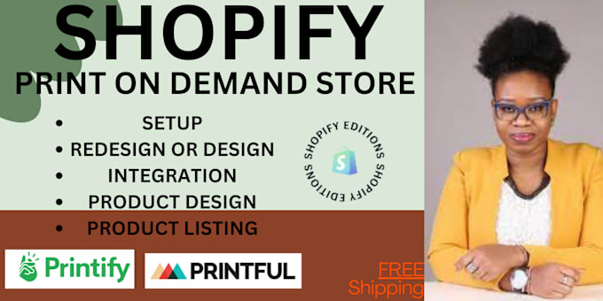 Gig Preview - Redesign design shopify,setup printify,printful shopify or etsy print on demand