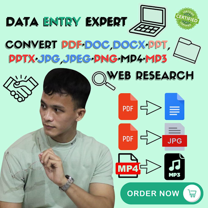 Bestseller - do data entry, PDF file conversion, and web research