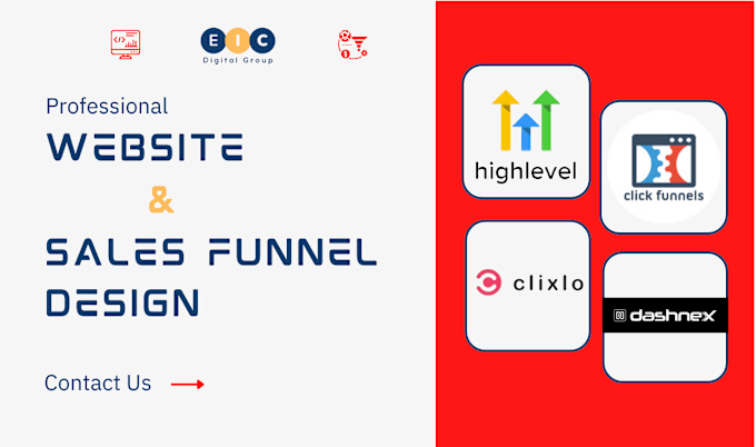 Gig Preview - Design converting clixlo, gohighlevel crm funnel, website, forms, surveys,