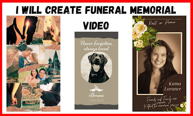 Gig Preview - Create funeral memorial video photo slideshow and tribute