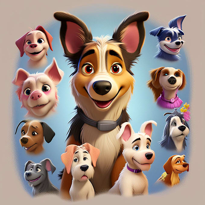 Gig Preview - Design a custom disney pet portrait