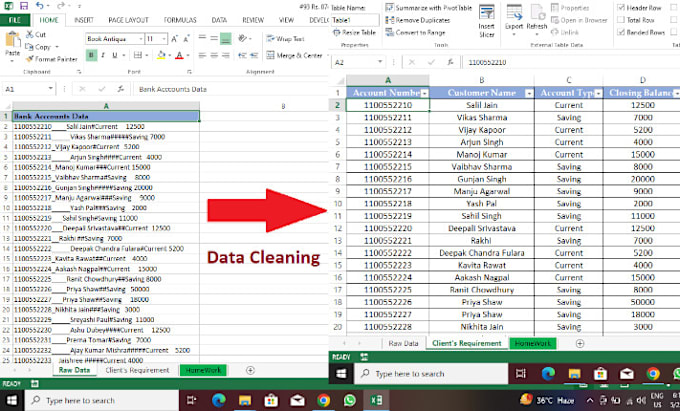 Gig Preview - Do excel data cleaning formatting copy paste work