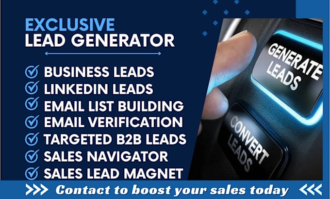 Gig Preview - Exclusive lead generation lead prospecting and email list sales closer sales rep