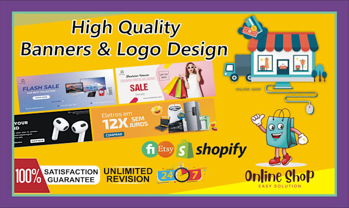 Gig Preview - Design your shopify banner shopify logo or branding kit