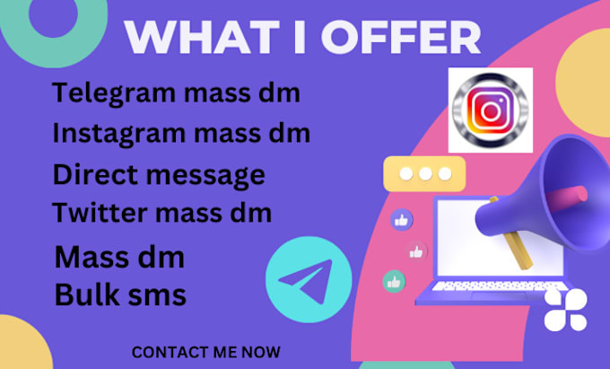 Gig Preview - Send successful instagram mass dm, telegram mass discord promotion, twitter dm