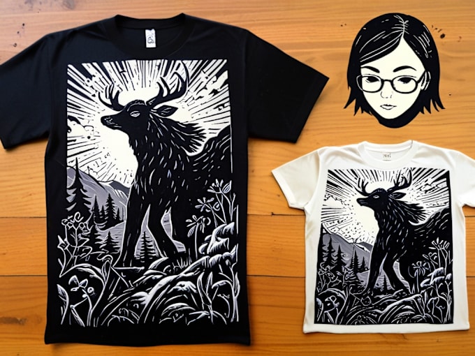 Gig Preview - Create animal linocut tshirt design for brands