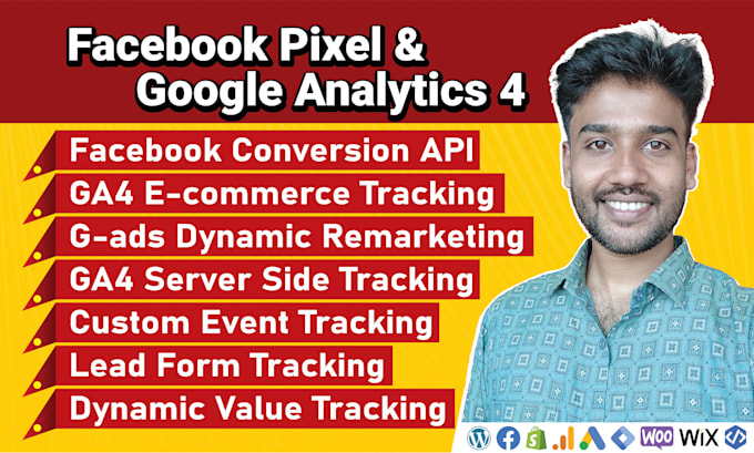 Gig Preview - Fix or set fb pixel conversion API ga4 ecommerce tracking google ads analytics 4