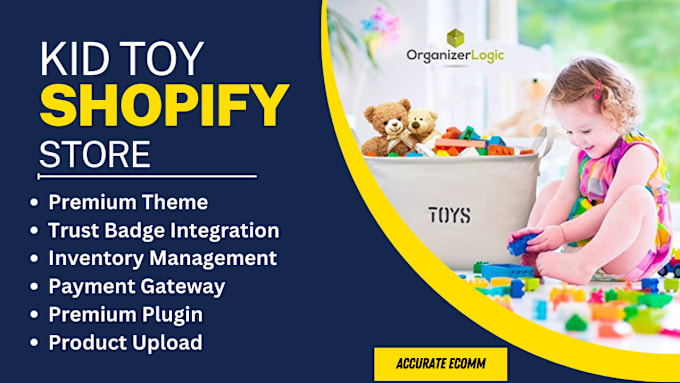 Gig Preview - Design profitable toy shopify store kid toy dropshipping shopify website