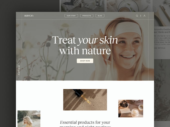 Gig Preview - Design spa website skincare shopify store beauty cosmetics website development