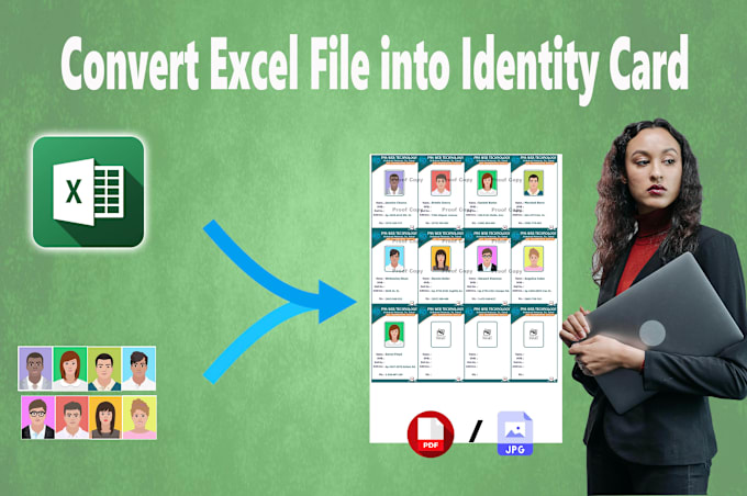 Gig Preview - Create identity card from excel and images data