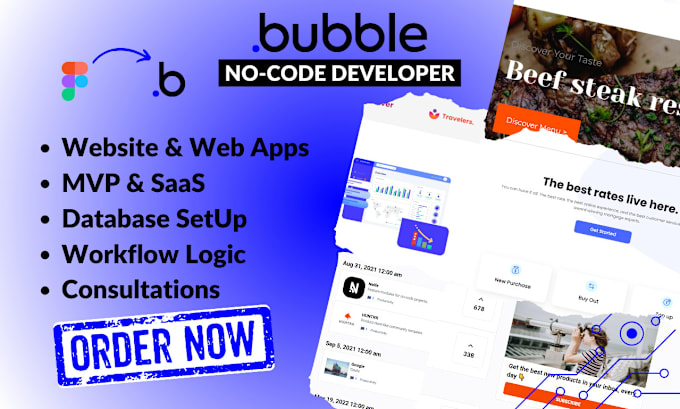 Gig Preview - Be your web app developer, expert for saas and mvp, bubble io API integrations