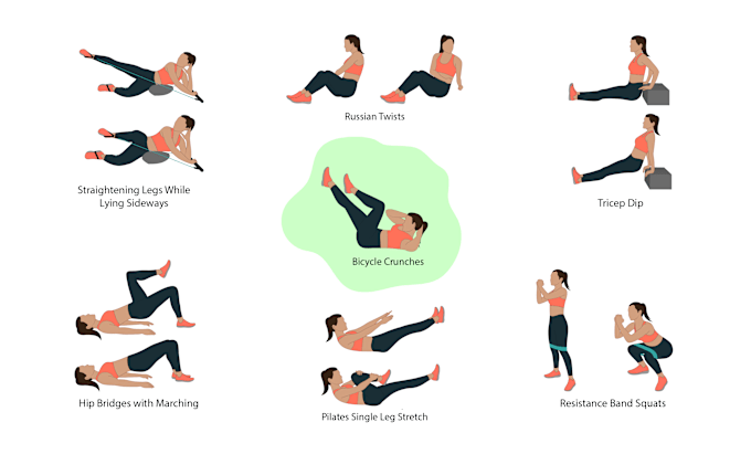 Gig Preview - Do workout, exercise, yoga and people fitness illustration