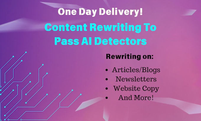 Gig Preview - Rewrite your content to pass ai detectors