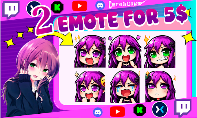 Gig Preview - Design animated stream emotes, kick, twitch overlay, twitch logo, banner