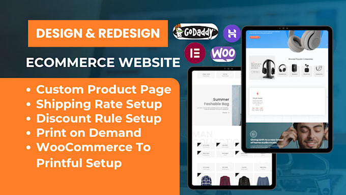 Bestseller - design ecommerce website hostinger godaddy woocommerce webshop printful wix seo