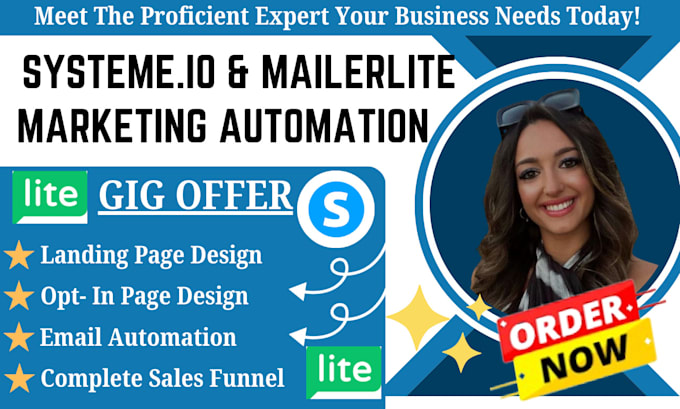 Gig Preview - Setup systeme, mailerlite, sales funnel, landing pages, email automation, forms