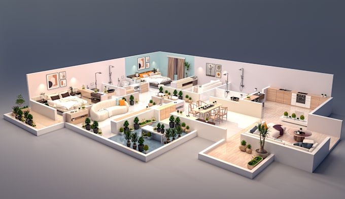 Gig Preview - Do realistic render of 2d and 3d floor plan with visualization