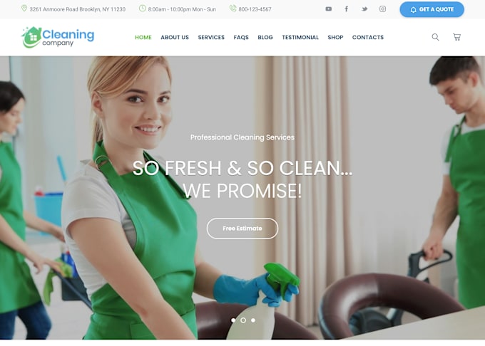 Gig Preview - Build cleaning service website, house, office cleaning website