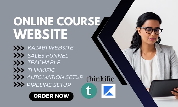 Gig Preview - Online course and salesfunnel, kajabi,teachable, thinkific online course website