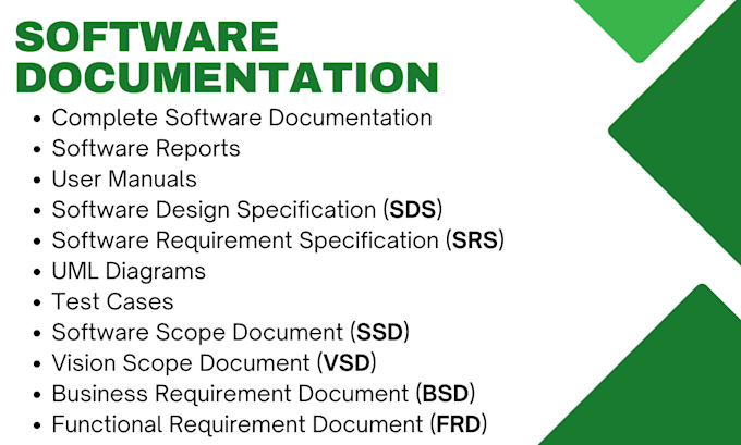 Gig Preview - Write software requirement specifications srs, sdd, brd, software documentation