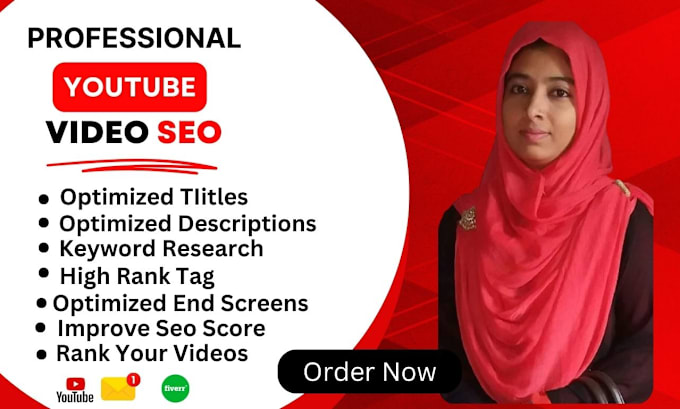 Gig Preview - Be your youtube manager,video SEO expert and optimize the channel to rank videos