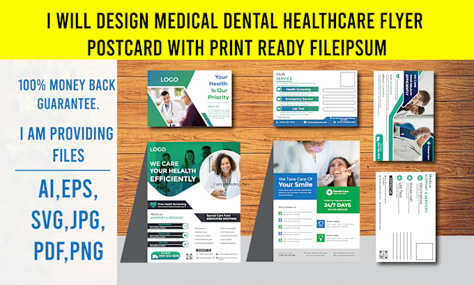 Gig Preview - Design medical dental healthcare flyer postcard with print ready file