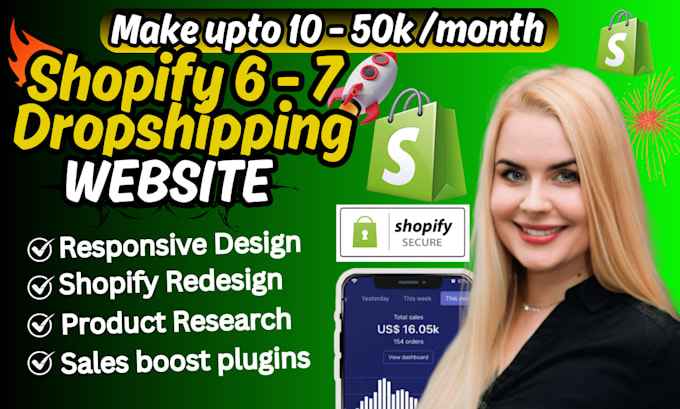 Gig Preview - Setup dropshipping shopify store or design and redesign 7 figure shopify website