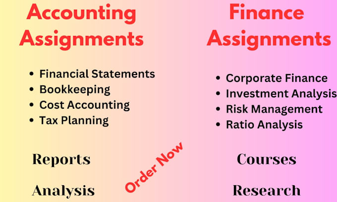 Gig Preview - Do accounting and finance assignments, financial analysis, reports, projects