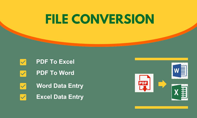 Gig Preview - Convert pdf to excel pdf to word in reasonable price