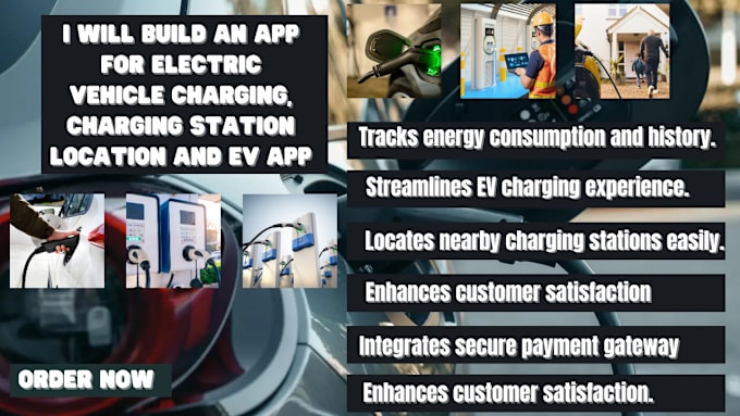 Gig Preview - Build an ev charging app,  ev charging station, charging station location app