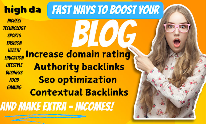 Gig Preview - Do all catagories guest post SEO backlinks on general blogs