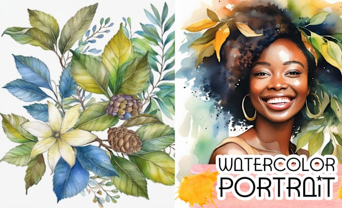 Gig Preview - Draw watercolor botanical, a digital watercolor portrait