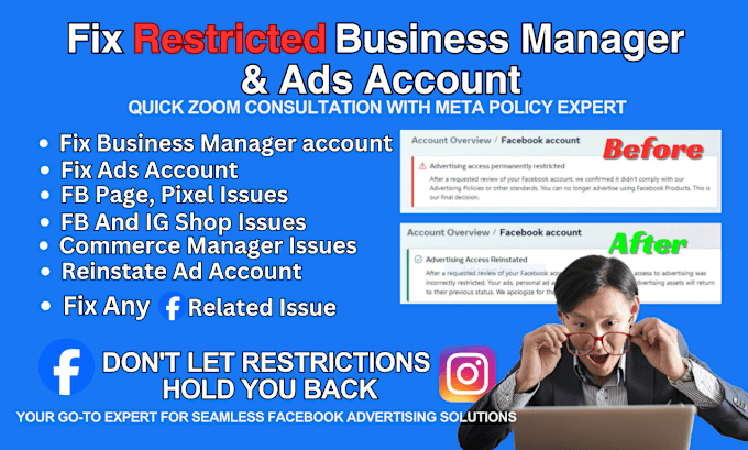 Gig Preview - Create or fix fb meta business manager, ads account