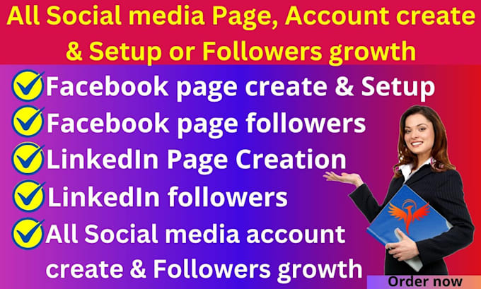 Gig Preview - Create and setup facebook,linkedin page and social  account or followers growth