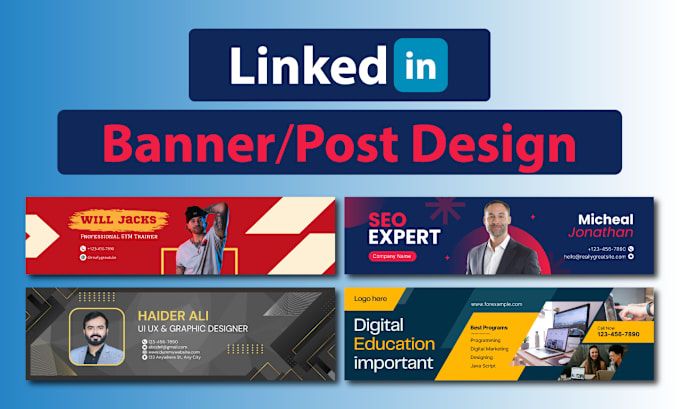 Gig Preview - Design professional linkedin banner, post, cover, and header