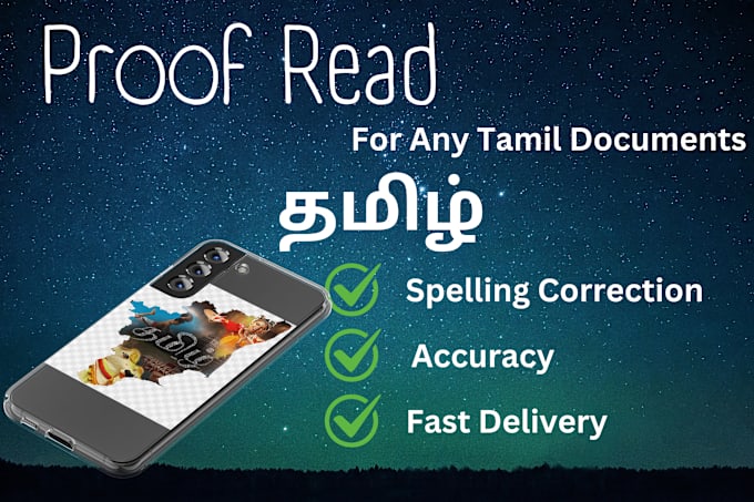 Gig Preview - Do proofreading, spellcheck service for your tamil documents and books